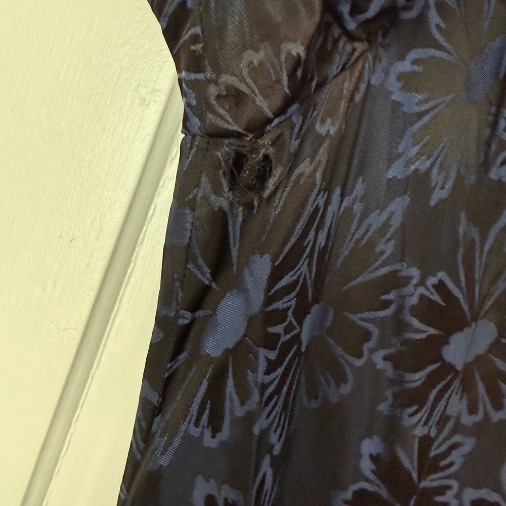 Vintage Eisenberg Elegant Black and Blue Floral Midi Dress - Picture 7 of 11